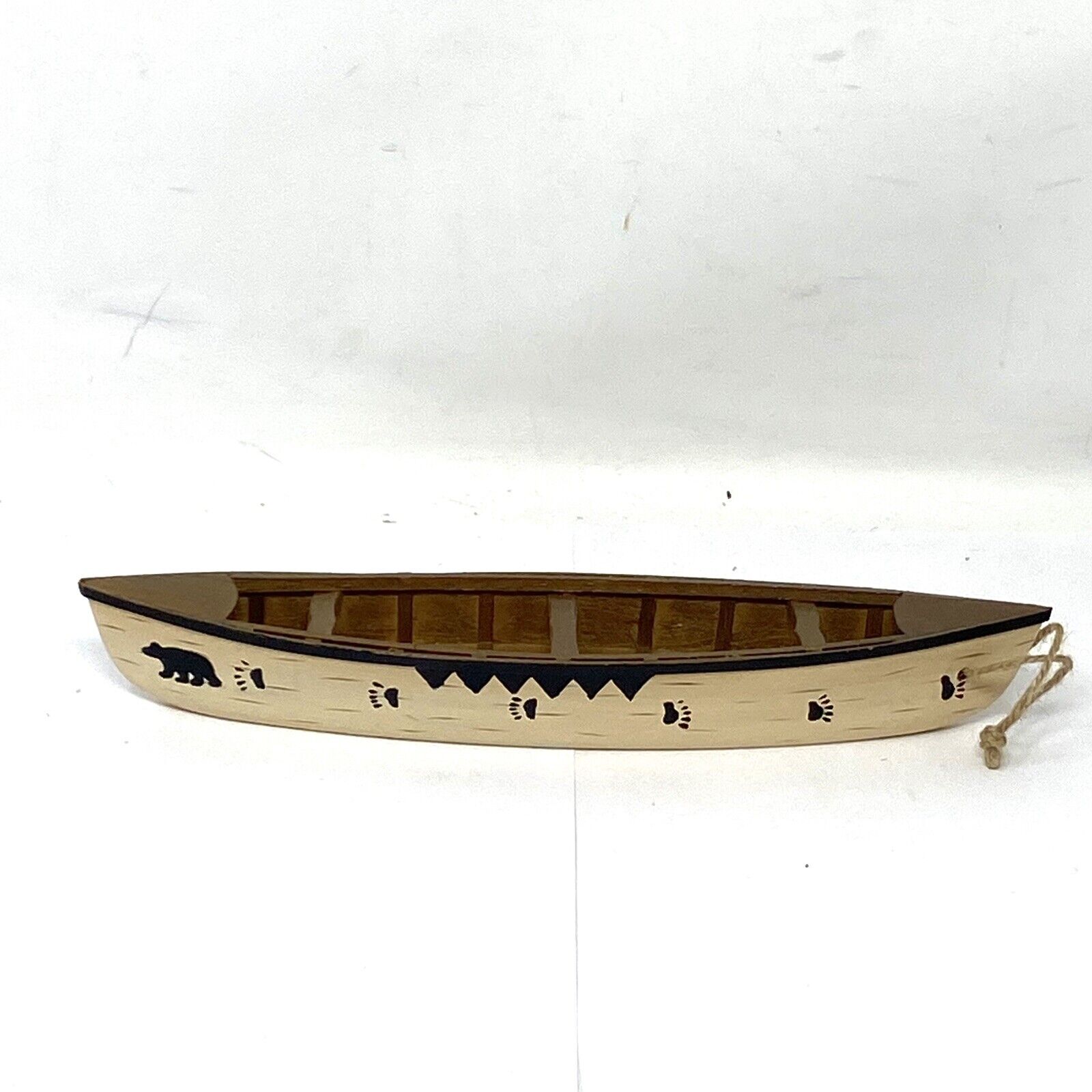 Vintage Wooden Canoe Christmas Ornament 10”