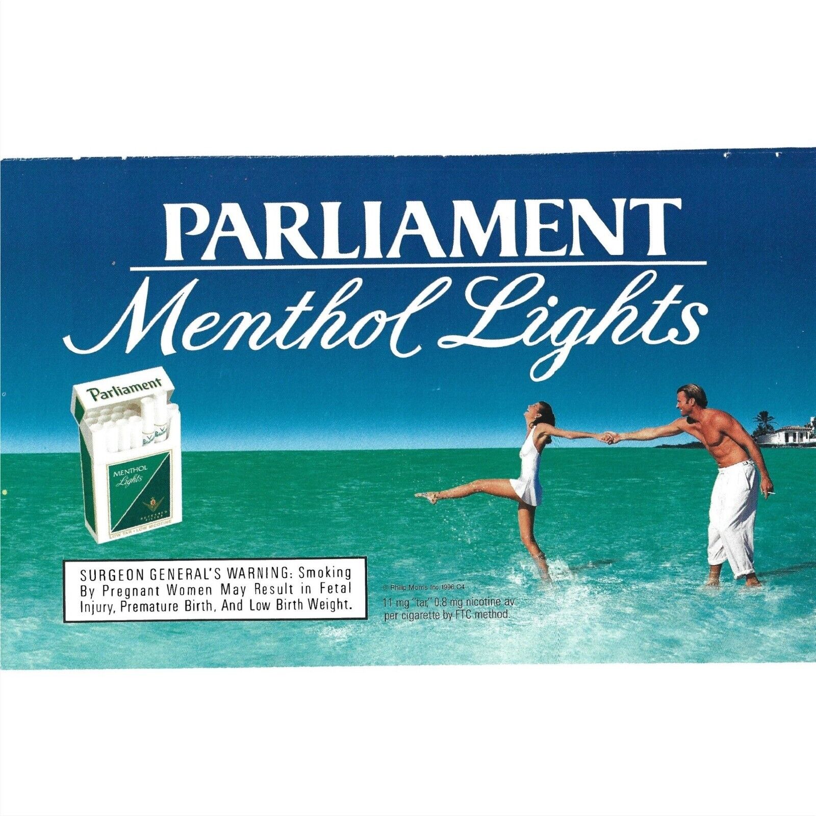 Parliament Menthol Lights Cigarette Ad 1990s  Vintage Print Ad
