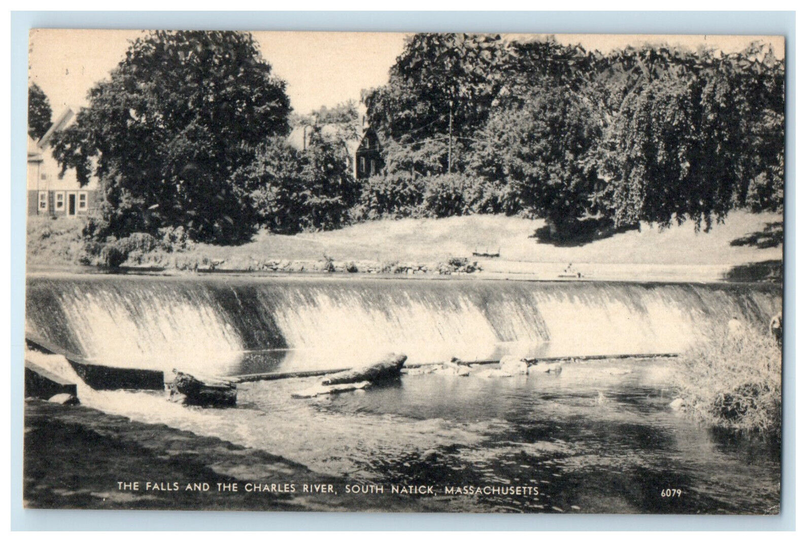c1940s The Falls and The Charles River South Natick Massachusetts MA Postcard