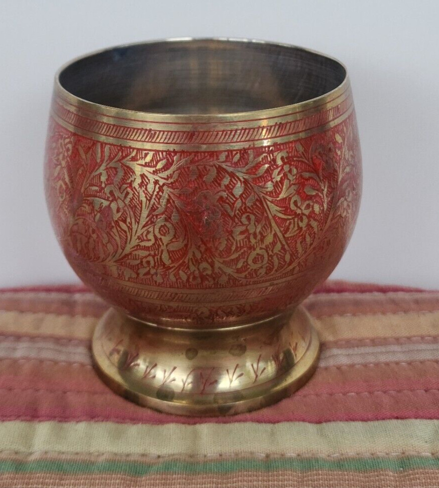 Solid Brass Etched Cups From India