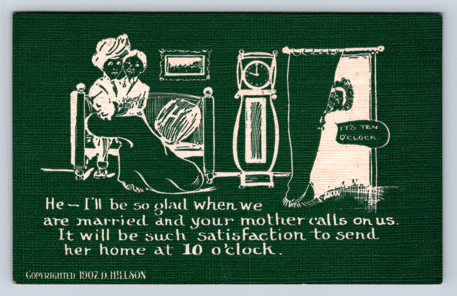 Vintage Postcard 1907 Funny Marriage couple Romance