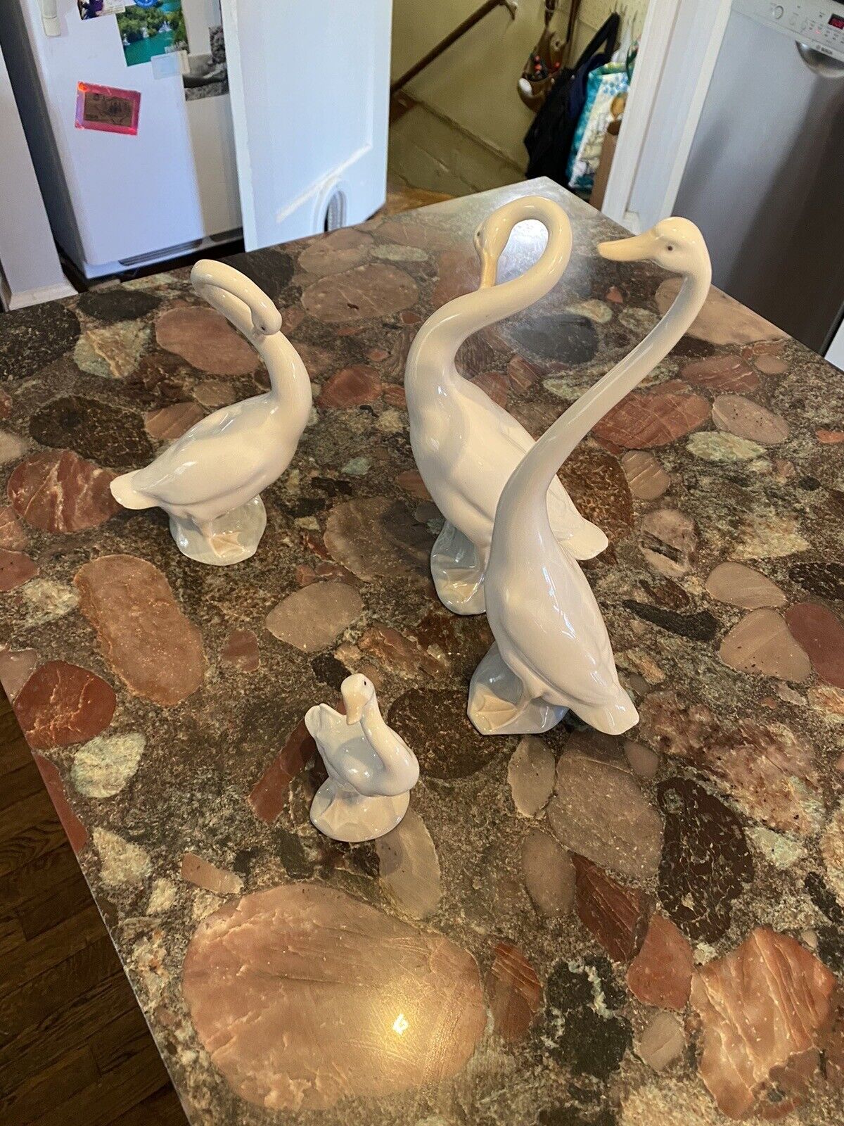 4 Nao by Lladro Spain SWAN  Glazed Figurines Beautiful Perfect Condition