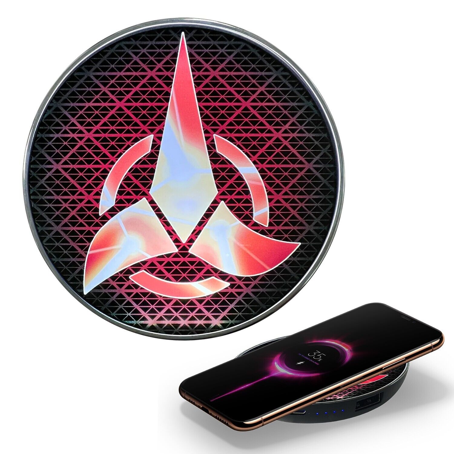 Star Trek Qi Wireless Charger with  Klingon Emblem Illuminated Logo