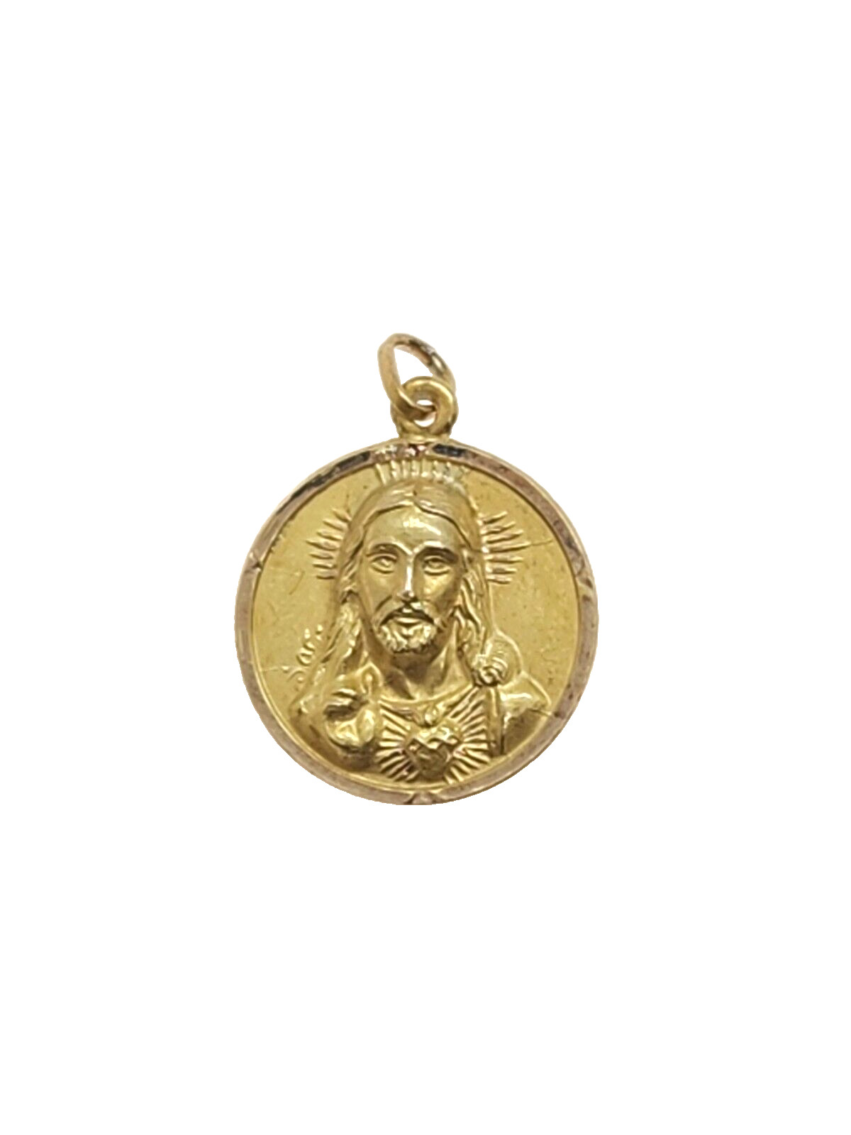 Yellow Gold Filled Reversible Sacred Heart of Jesus / Virgin with Child Pendant
