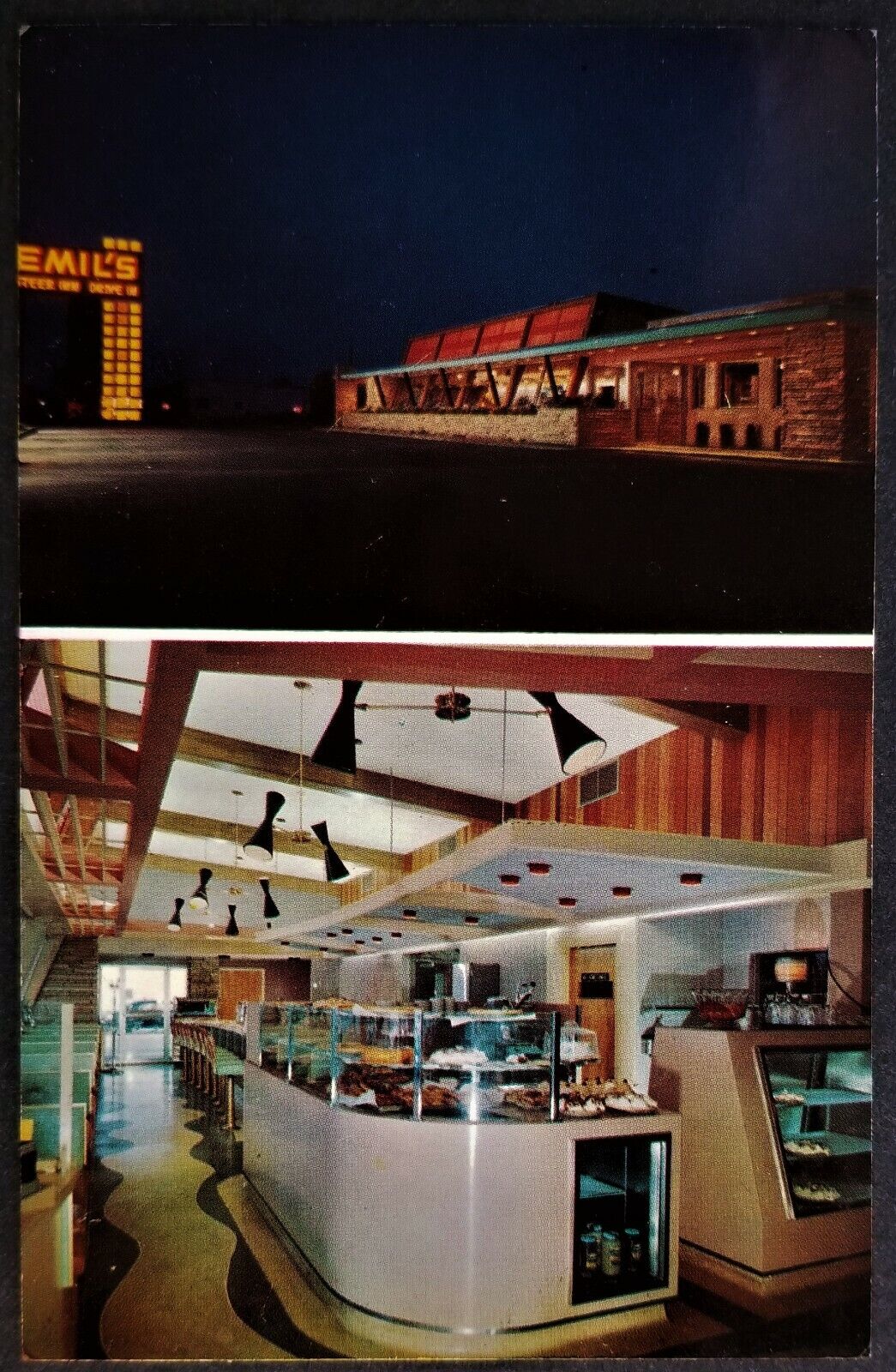 Roadside Restaurant: Emil\'s Steer Inn, Night, Interior, Columbus, OH. 1950s.