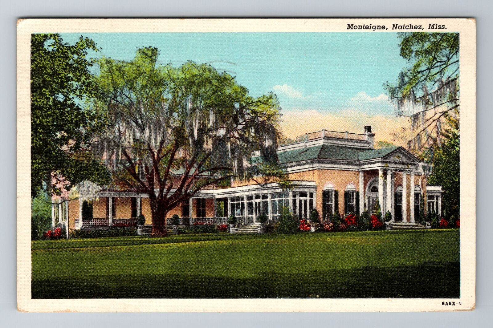 Natchez MS-Mississippi, Montelgne, Antique, Vintage c1944 Souvenir Postcard