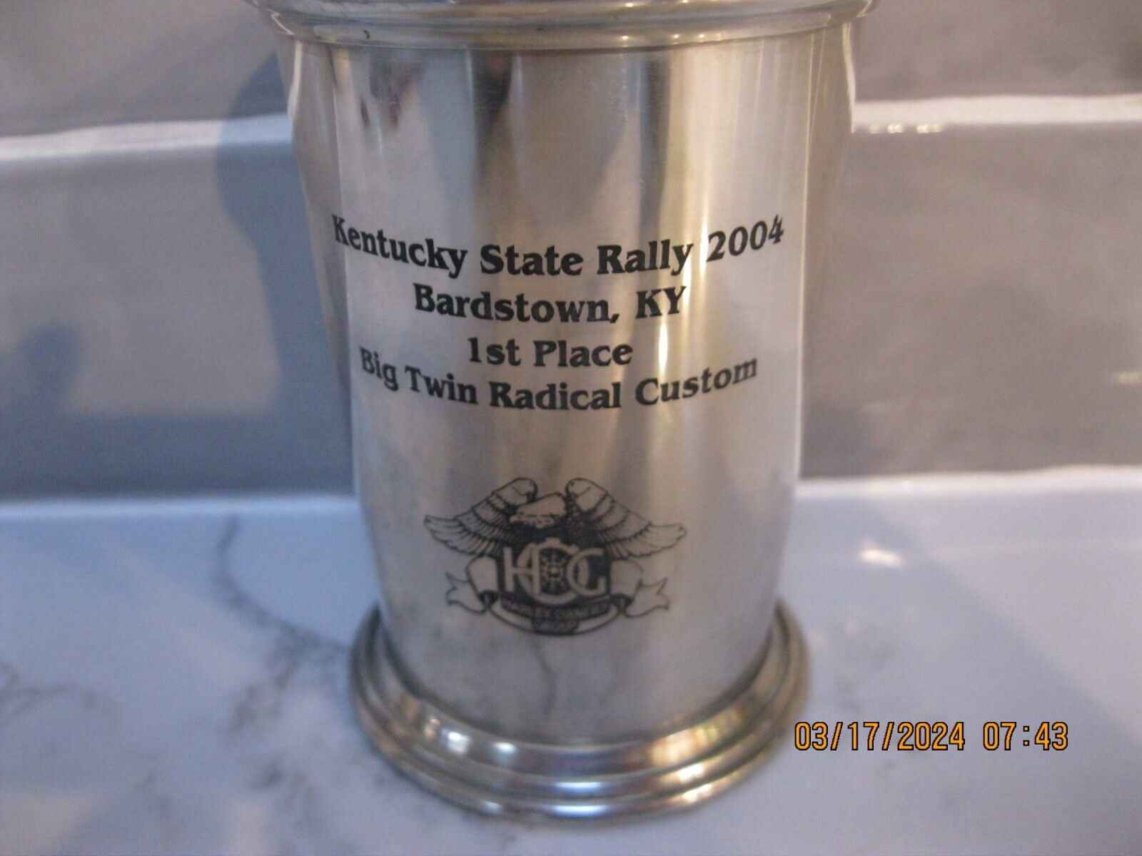 VTG 2004 HANDCRAFTED SALISBURY FINE PEWTERS KENTUCKY JULEP CUP HARLEY OWNERS 1ST