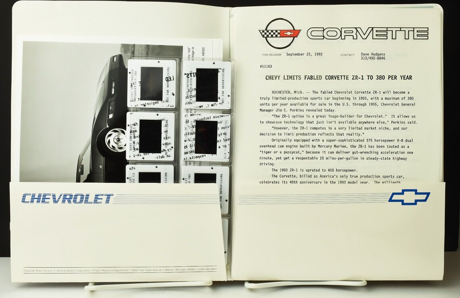 1993 Chevrolet Press Kit Including the New Corvette ZR-1 – All Original