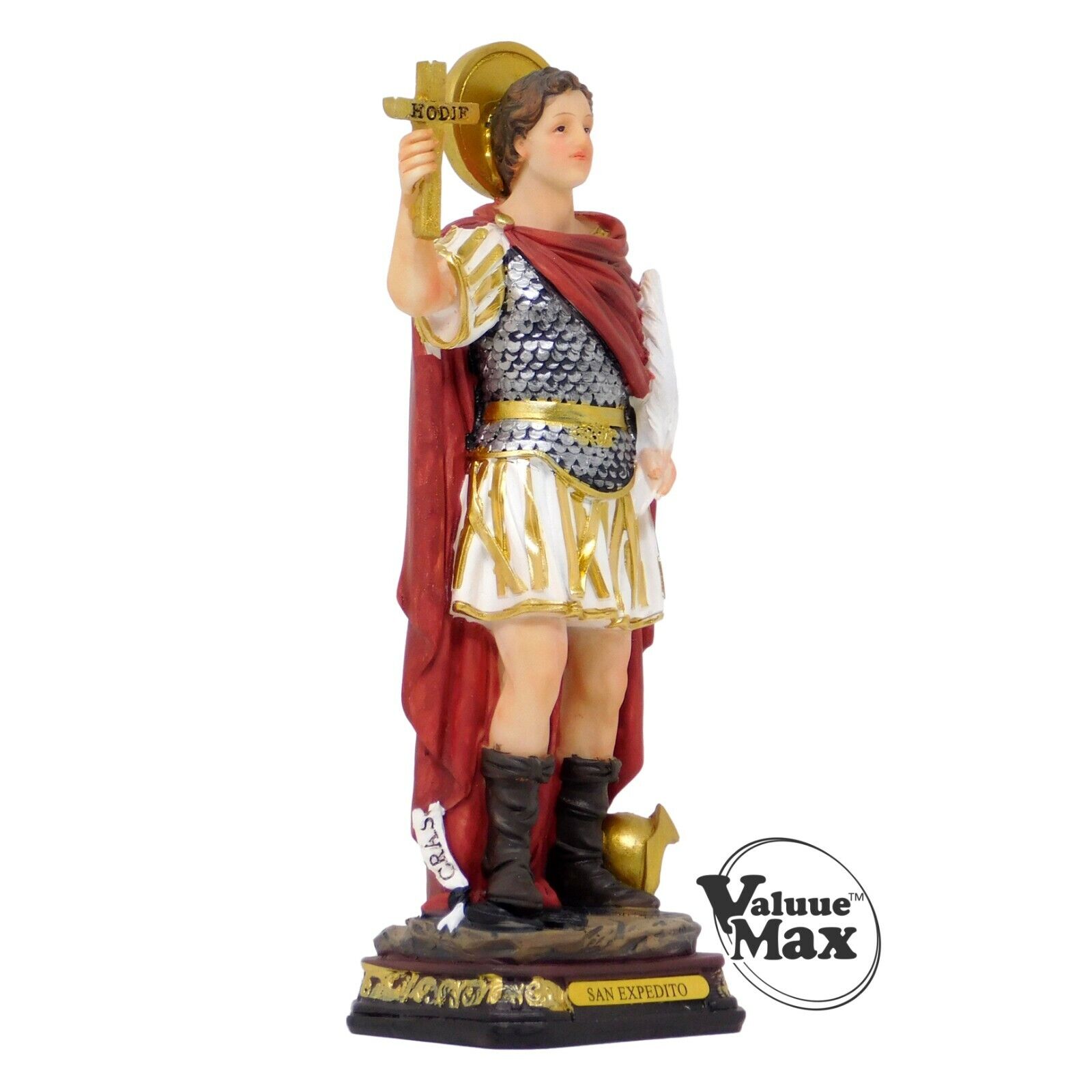 ValuueMax™ Saint Expedito Statue, Finely Detailed Resin, 8 Inch Tall Figurine