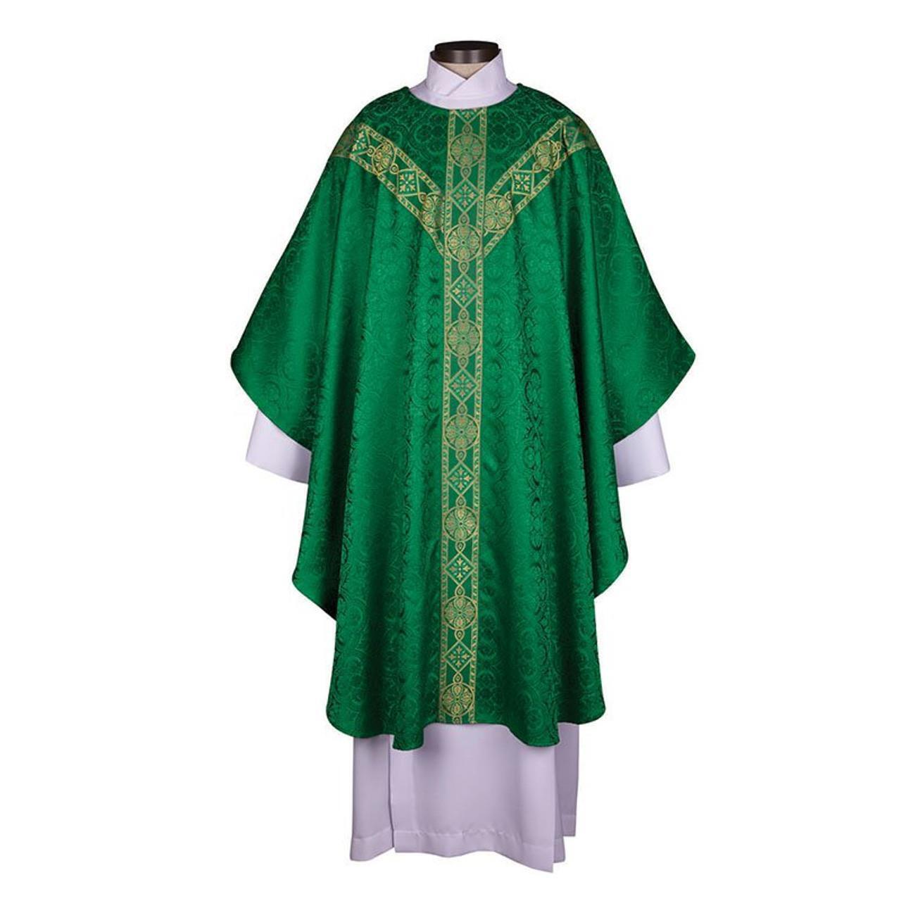 Satin Avignon Collection Semi - Gothic Chasuble Green Polyester Size:59 x 51\