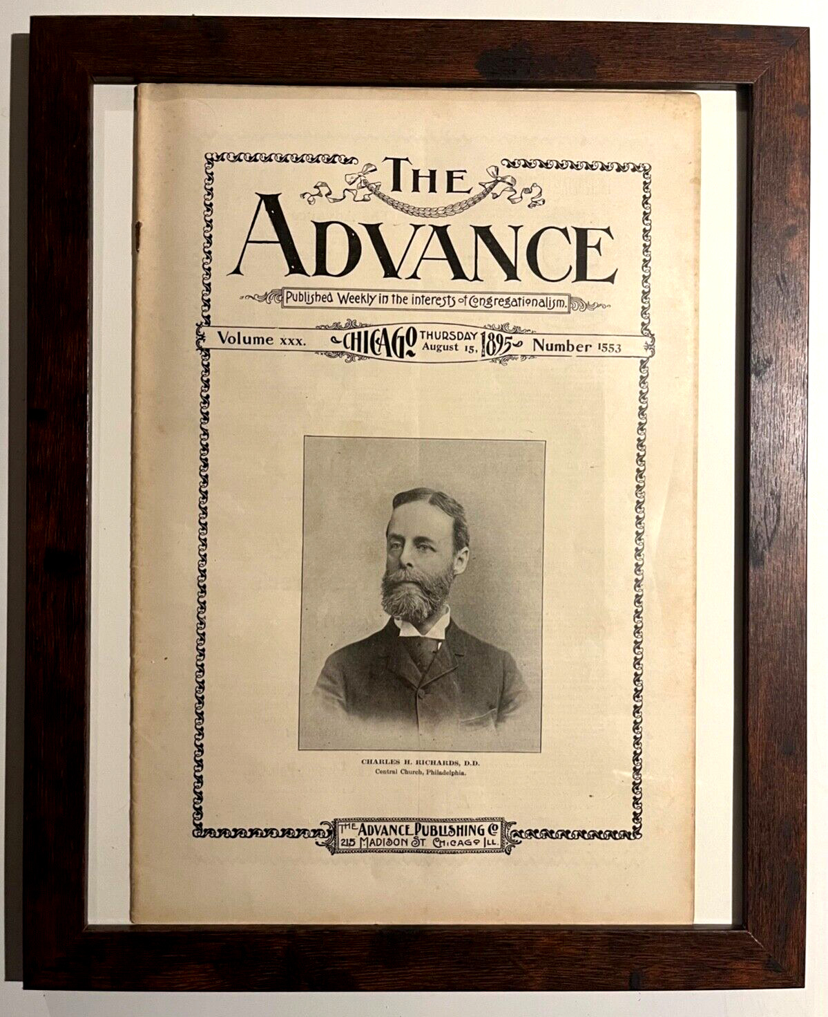 THE ADVANCE -August 15, 1895 - Chicago Newspaper Number 1553 - Complete & Framed