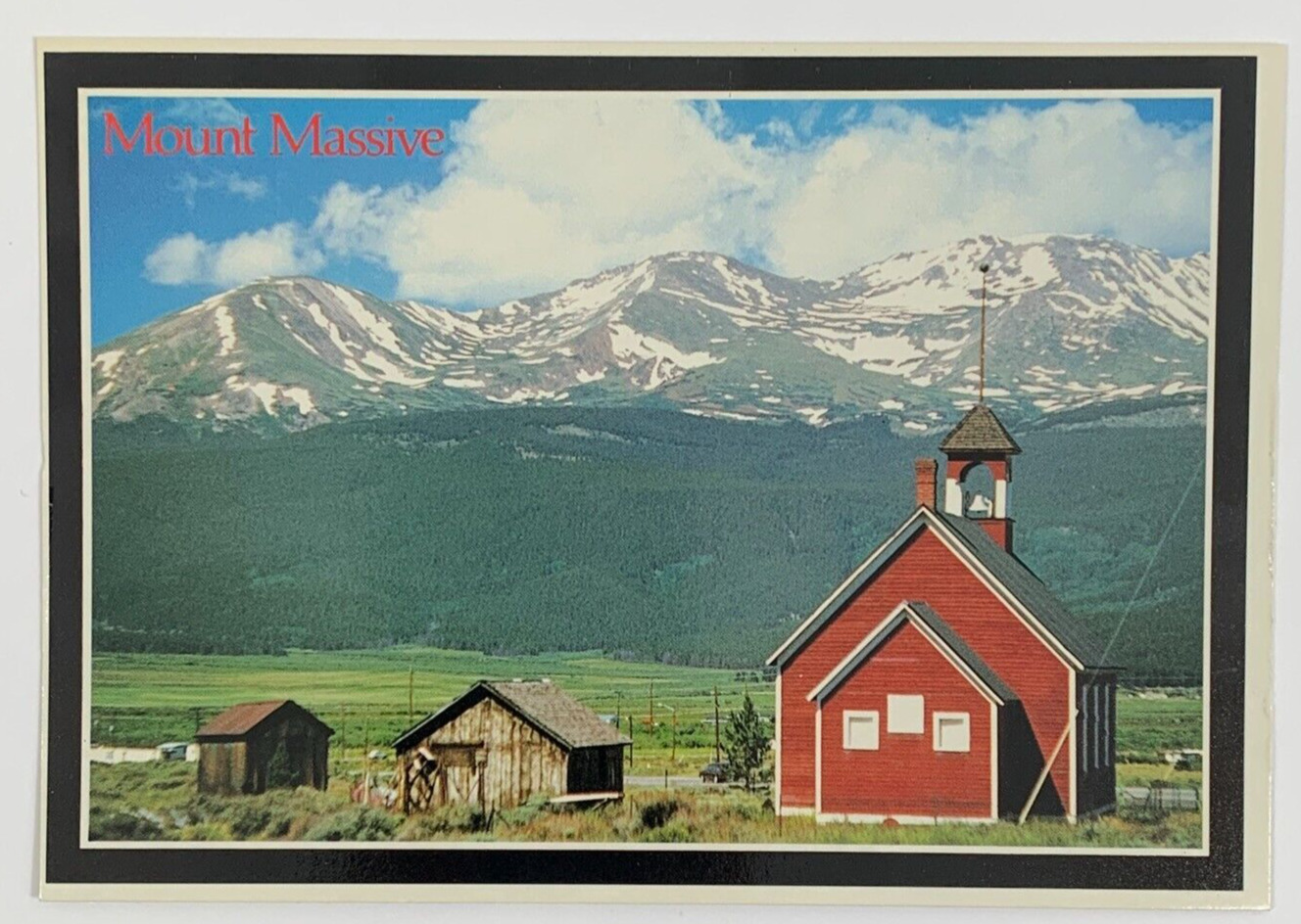 Mount Massive and old historic Schoolhouse in Leadville Colorado Postcard