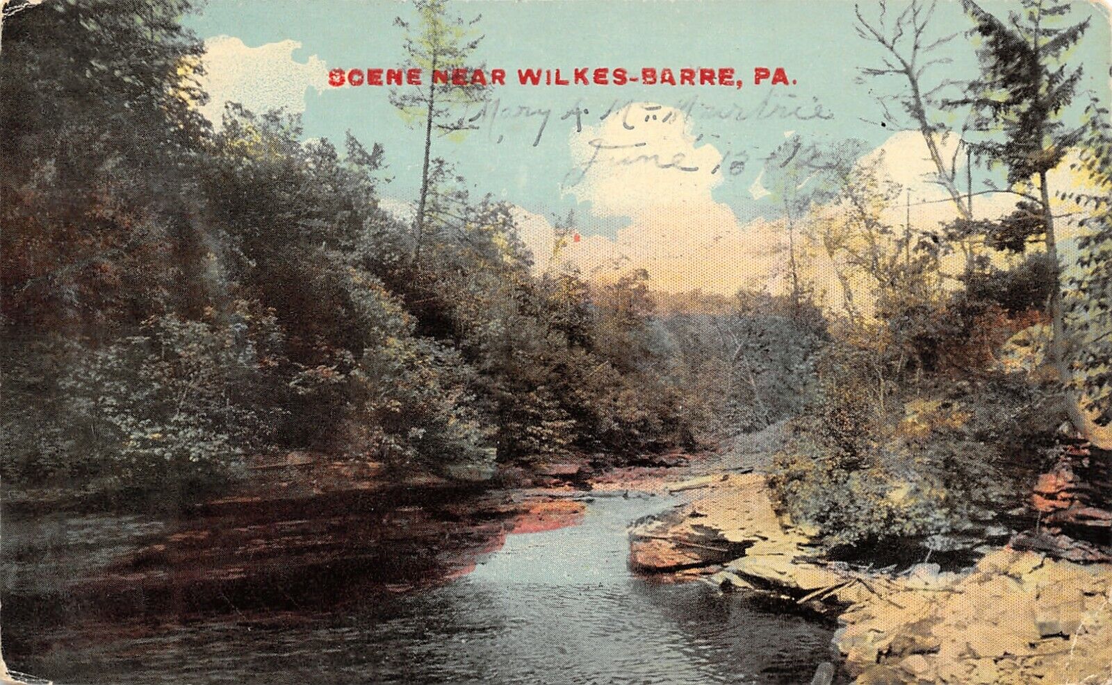 Wilkes-Barre Pennsylvania~Susquehanna River Banks~Rocky Ledge~1912 Postcard