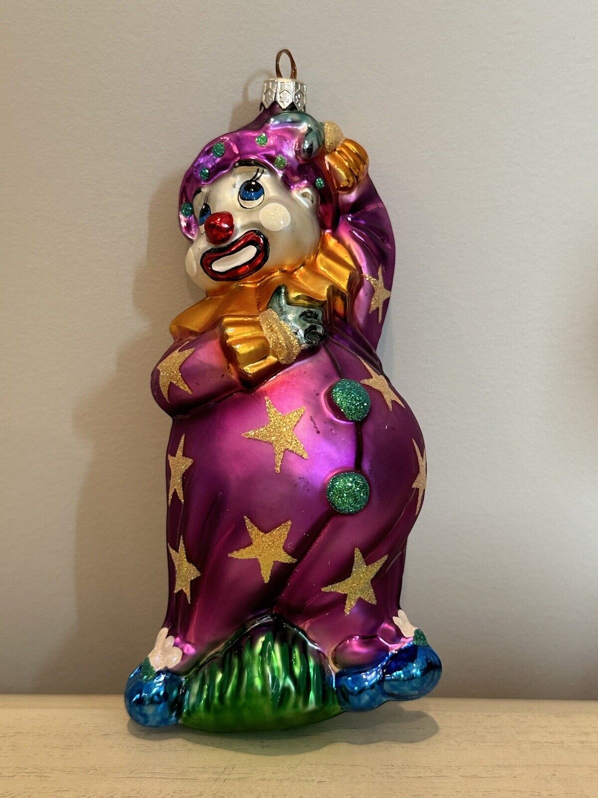 Christopher Radko Circus Star Clown Purple Christmas Ornament 1999 Vintage
