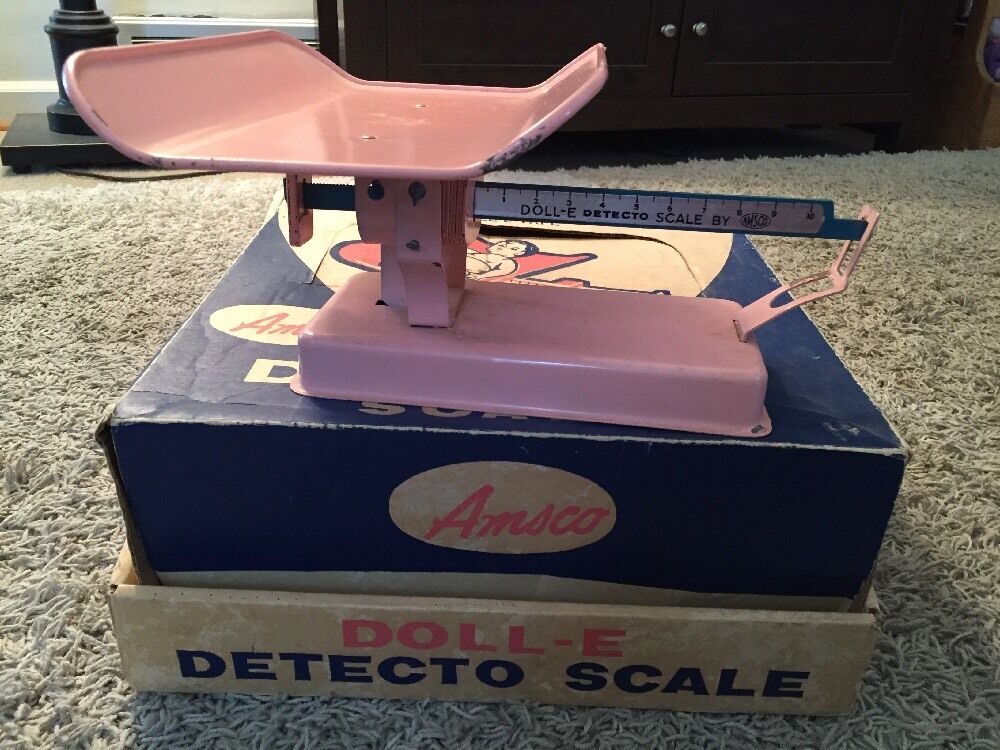 Vintage 1950\'s Pink Doll-E Detecto Scale By AMSCO In Original Box, RARE, Toy 