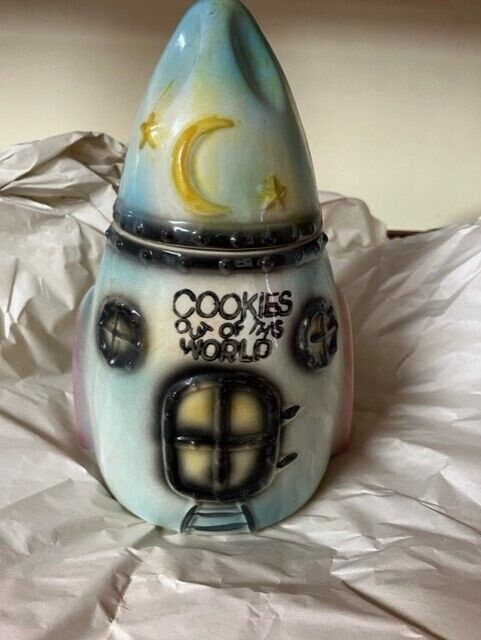 American Bisque Cookie Jar Moon Rocket Cookies out of this World 1960s 