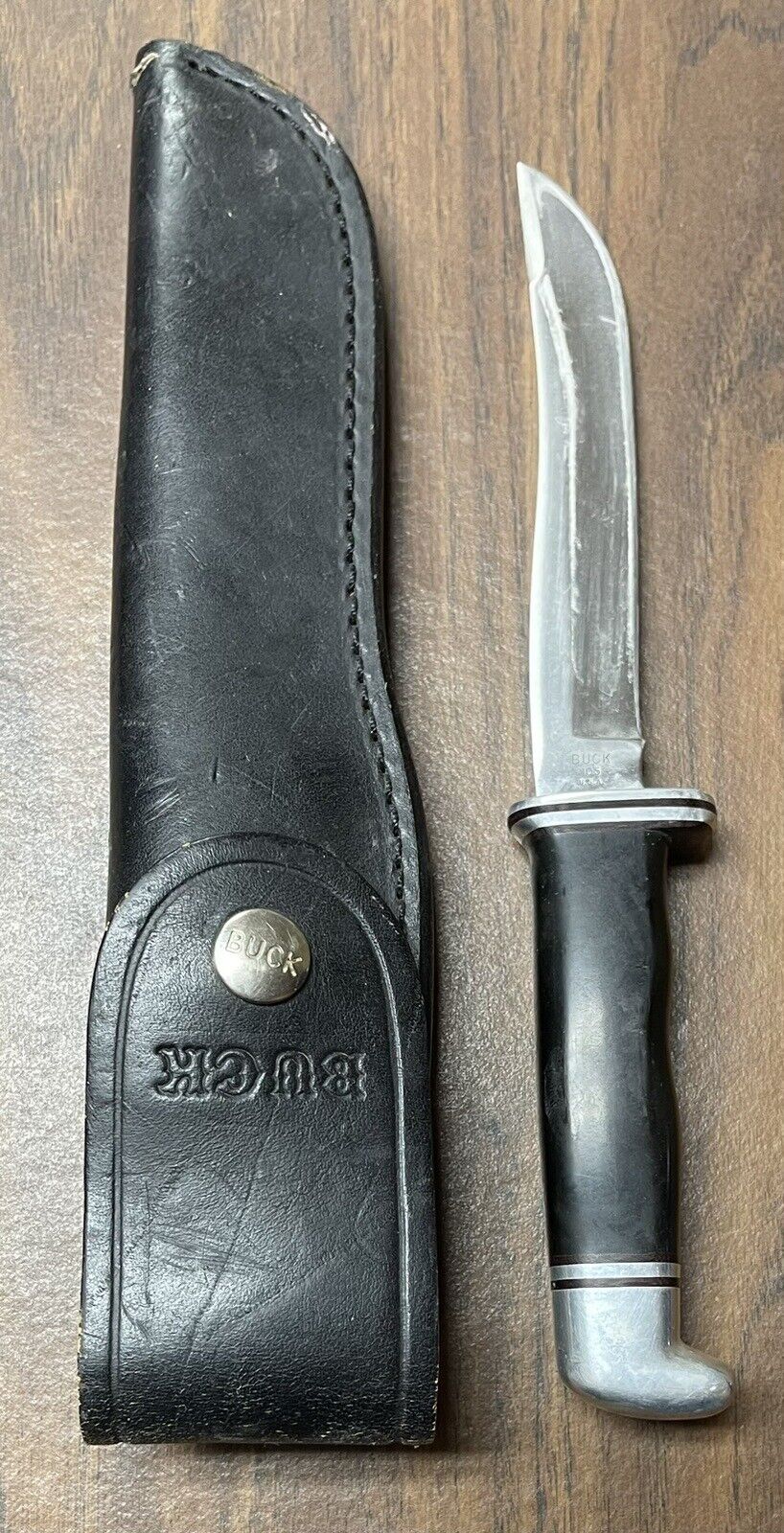 VINTAGE BUCK 105 PATHFINDER HUNTING KNIFE w/ ORIG. SHEATH 1972-86 USA
