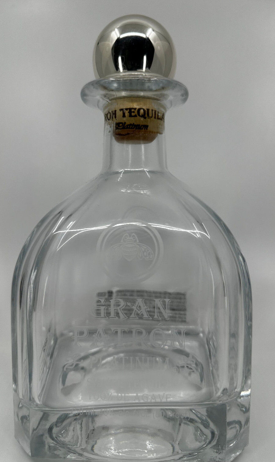 RARE Gran Patron Platinum Silver Tequila 750 ML Empty Bottle with Stopper