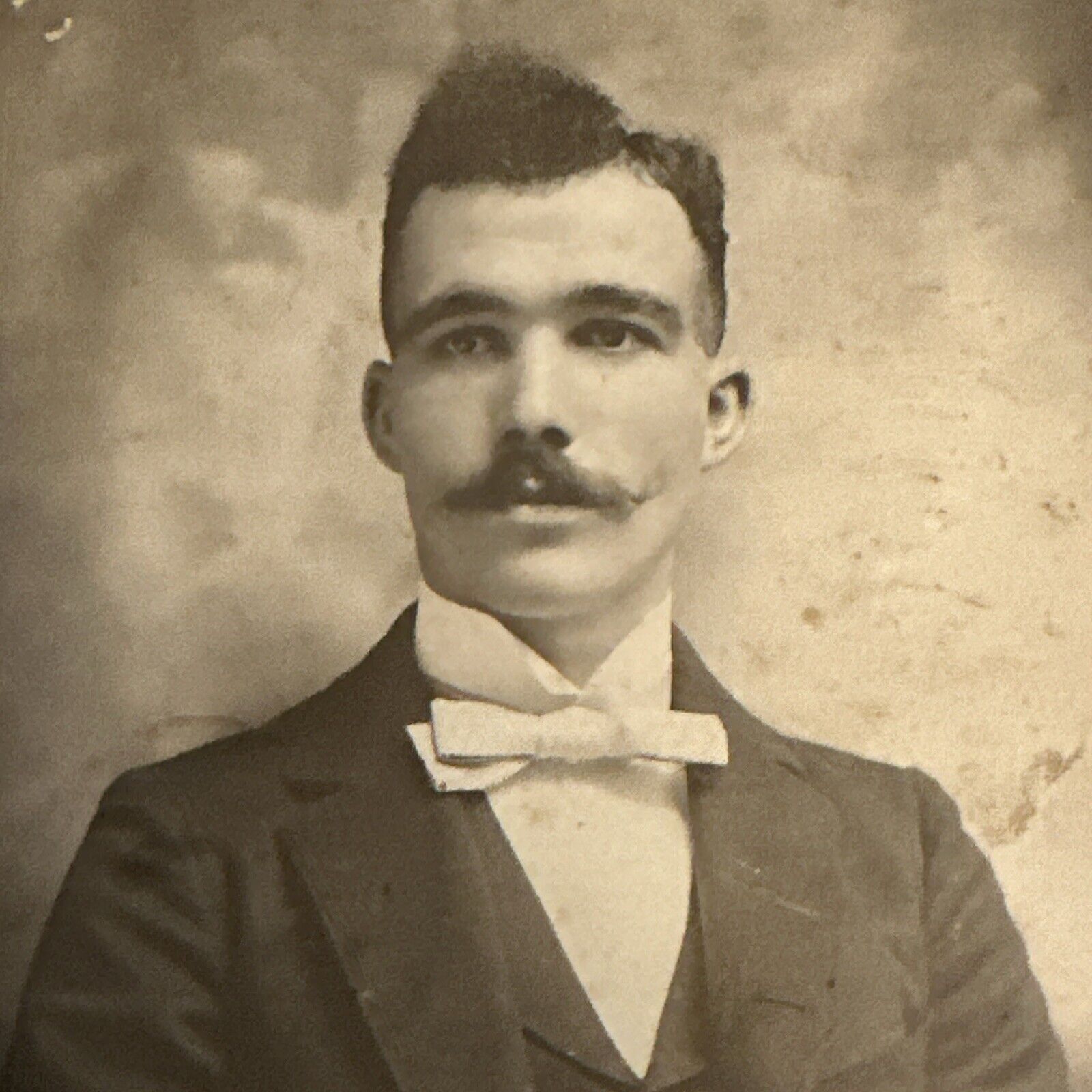 Dapper Gentleman Cabinet Card with Mustache & Bowtie