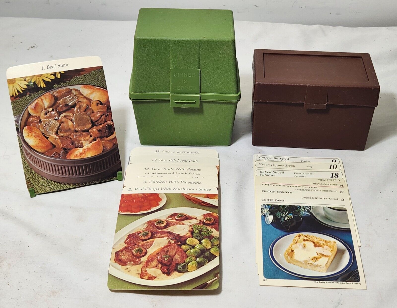 Recipe Card File Boxes Dinner Is Served w/ Cards and Holder & Sterling Plastics