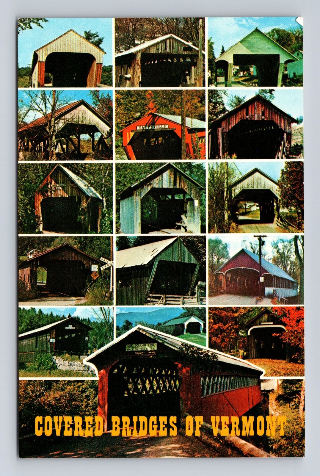 VT- Vermont, Old Covered Bridges, Antique, Vintage Souvenir Postcard