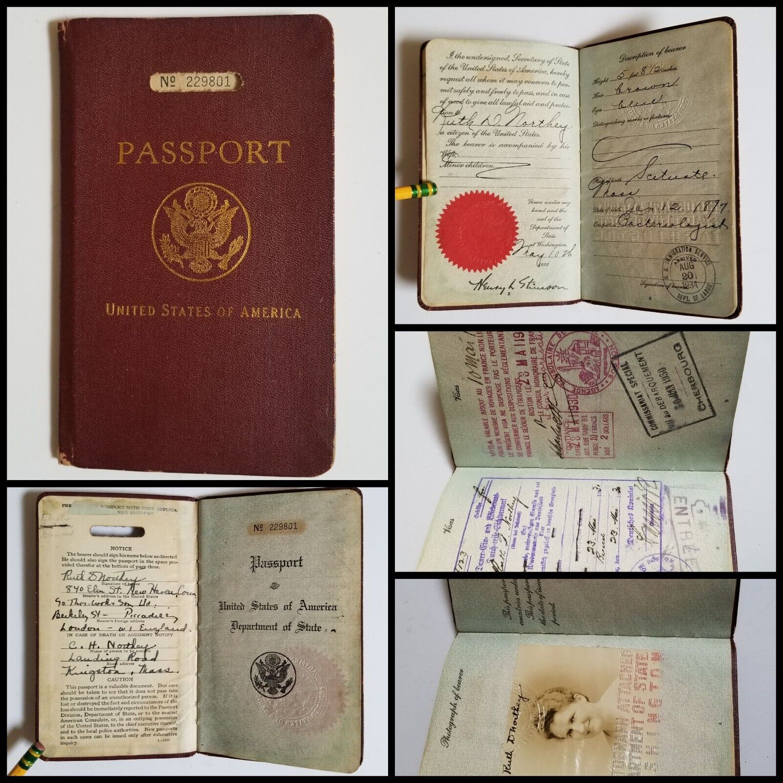 10 May 1930 Issued United States of America Passport to a Woman