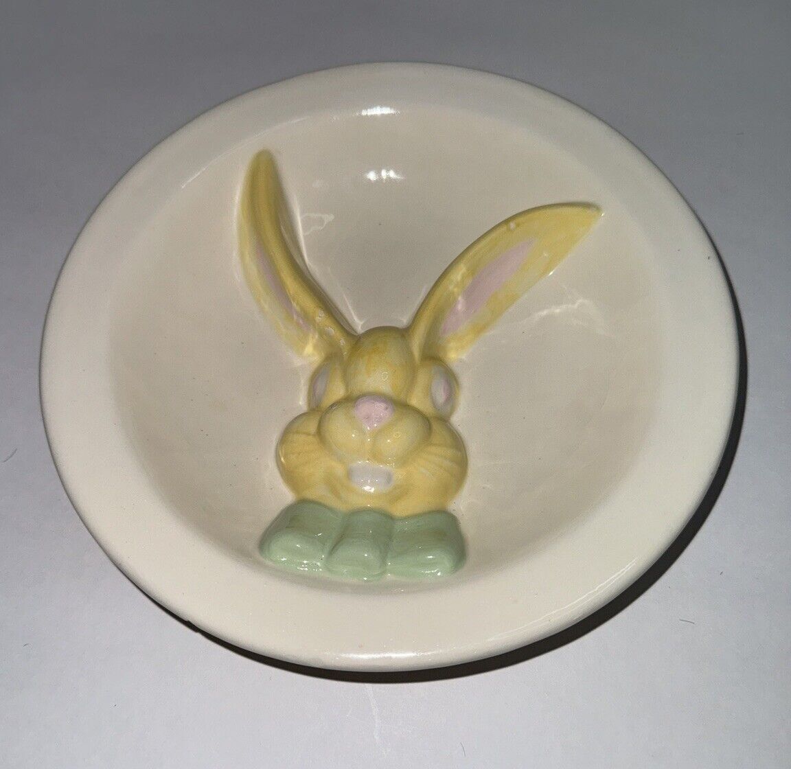 Vintage Easter Bunny Rabbit Ceramic Divided Dish Kitschy Anthropomorphic **READ*