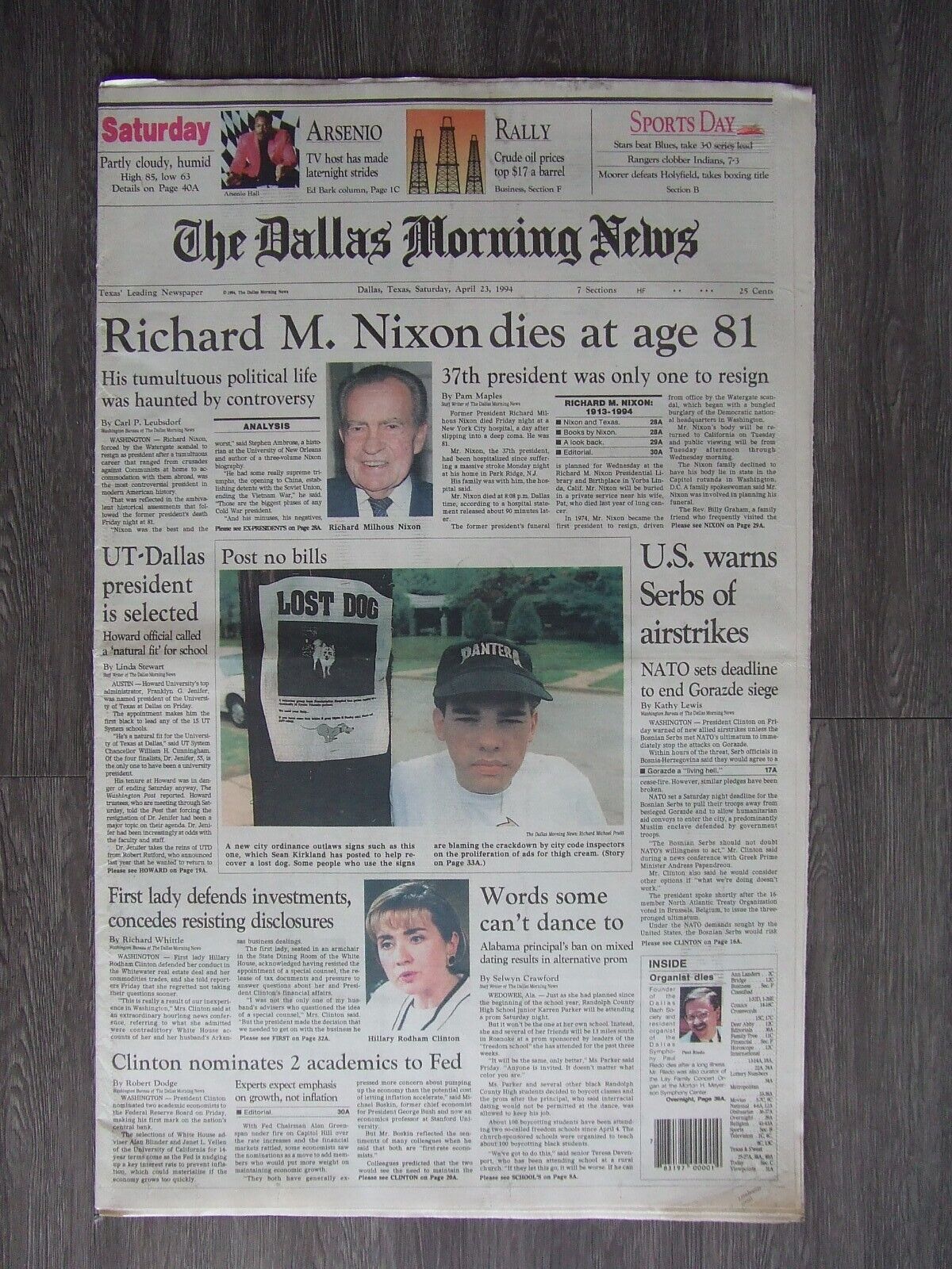 The Dallas Morning News - Richard M Nixon Obituary - April 23, 1994