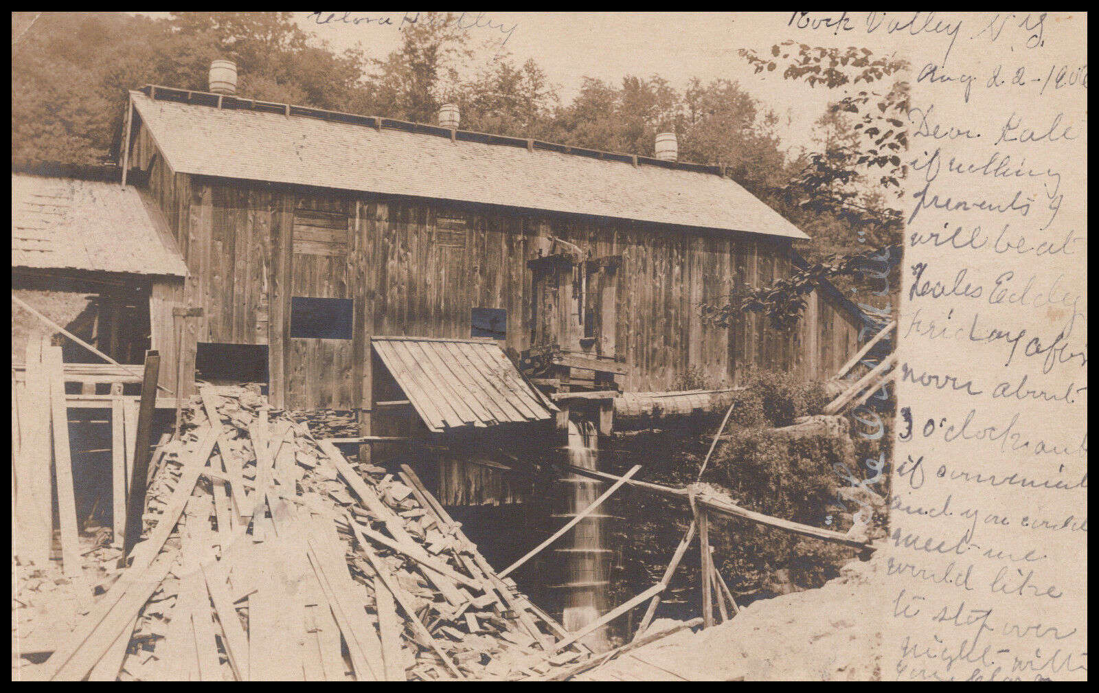 Rock Valley, New York, Grist Mill, in Town of Hancock, Real Photo Postcard RPPC