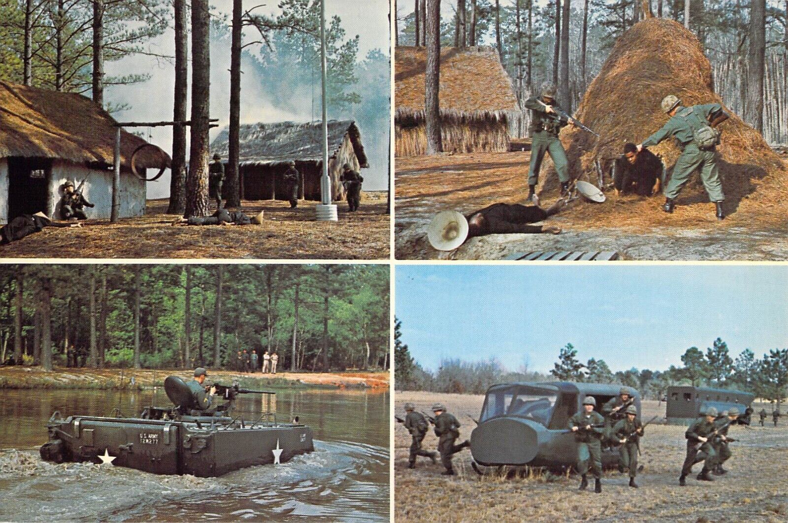 1968 SC Fort Jackson Viet-Cong Village Trainees 4 views Mint postcard