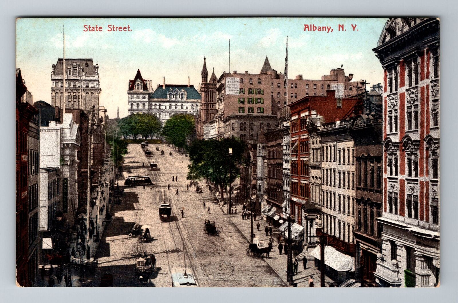 Albany NY-New York, State Street Vintage Souvenir Postcard