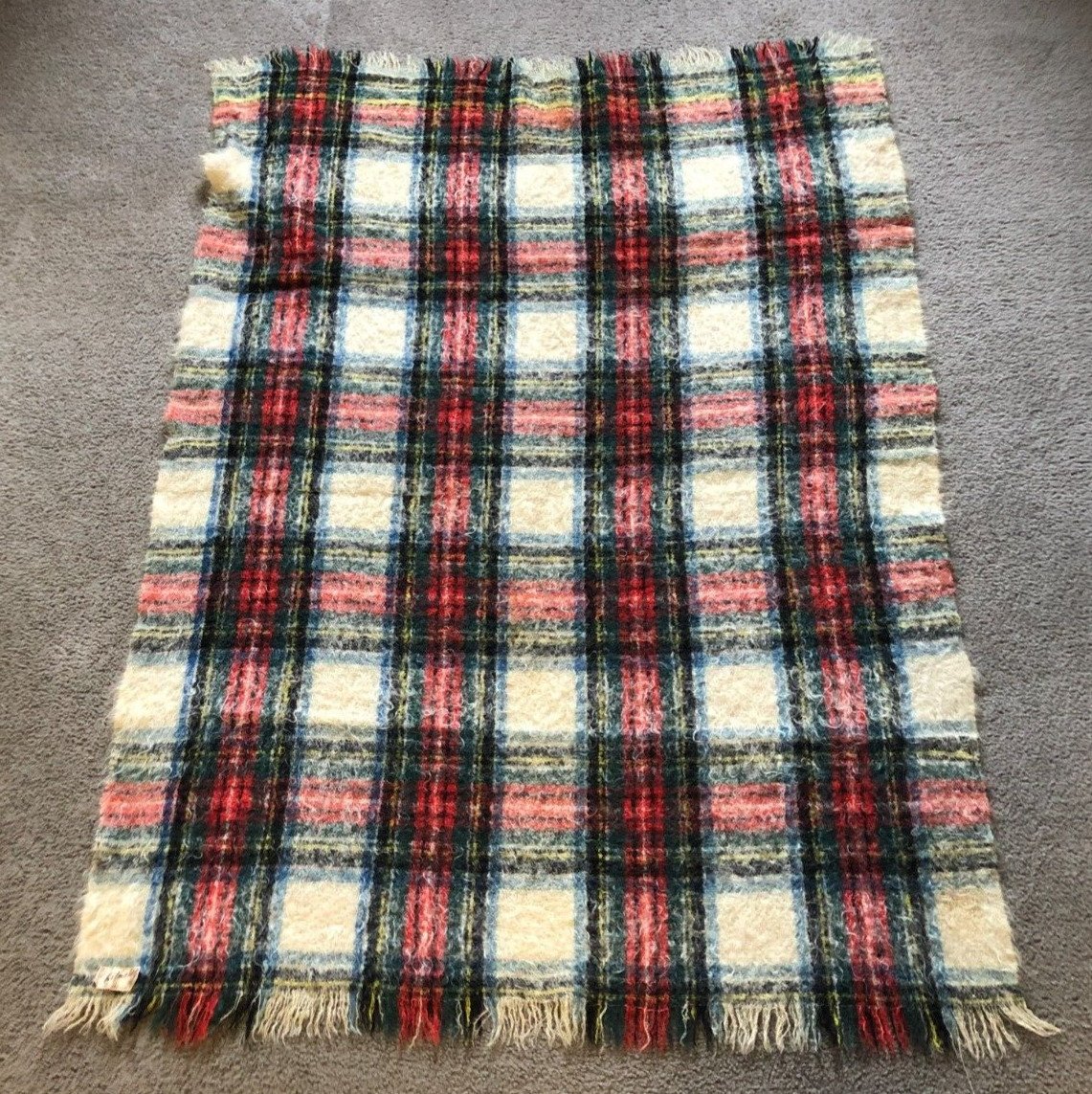 VTG Kilmahog Scotland Mohair Tartan Plaid Throw Blanket