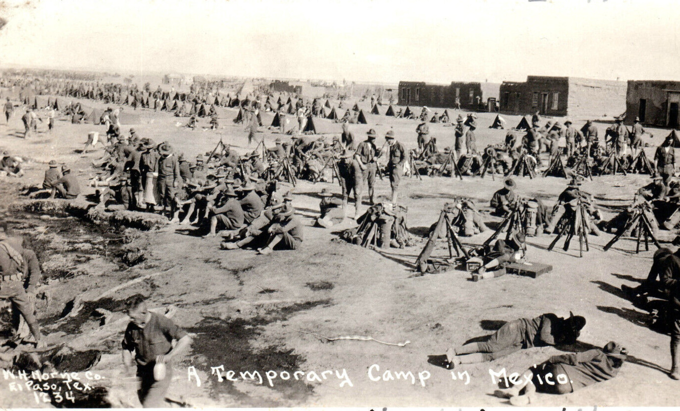 El Paso Texas Army 1916 Mexico Expedition Camp Real Photo Postcard RPPC