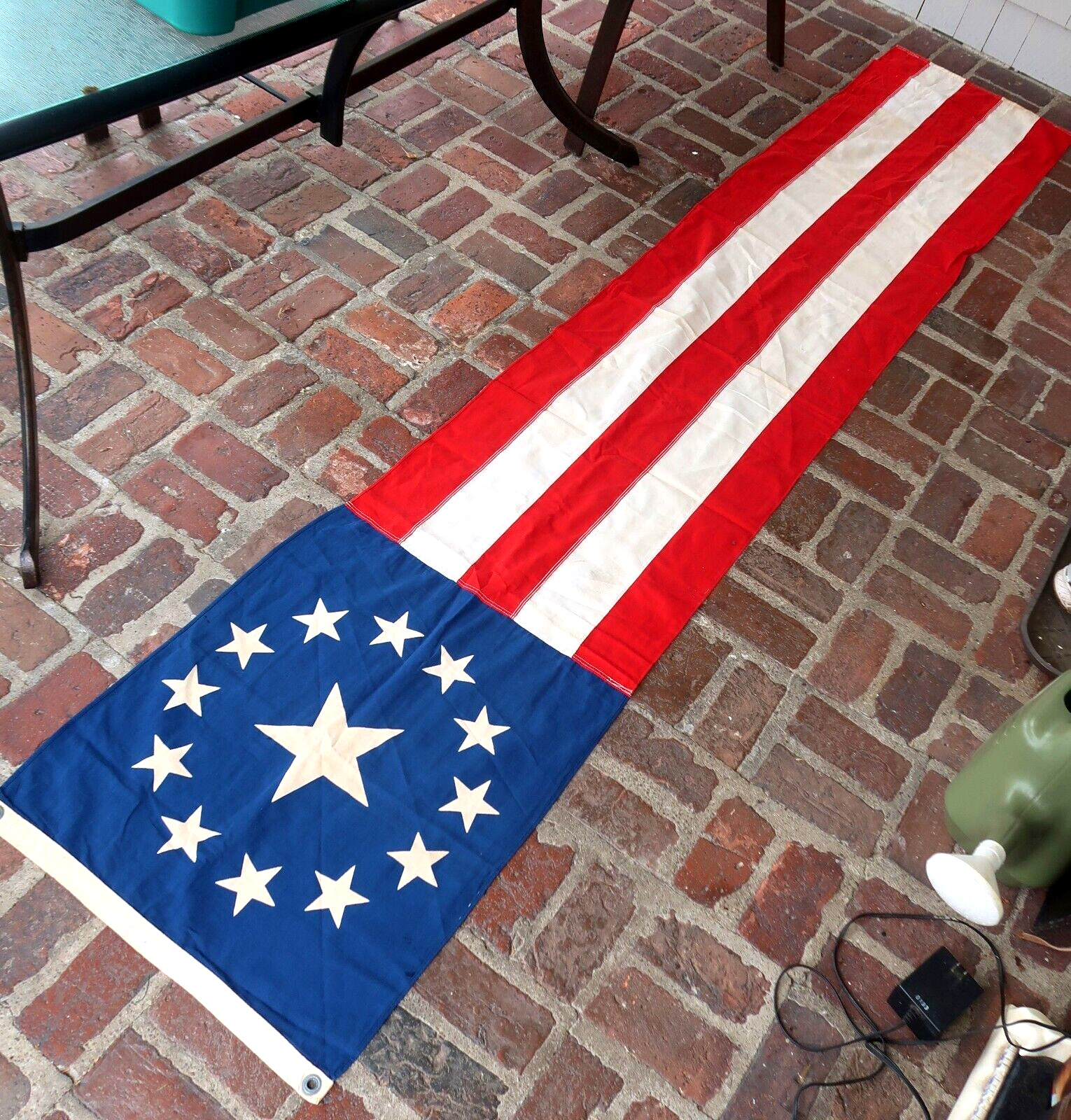 Vintage 9' Annin Reliance US FLAG w/ 13 Stars - Cotton COLONIAL BANNER Pull Down