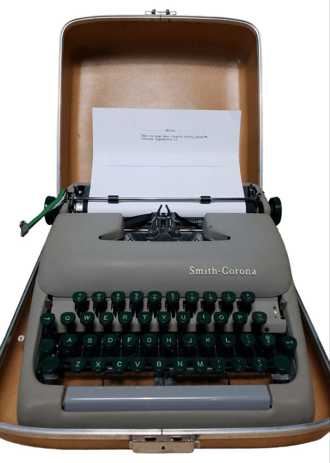 VTG 1958 Smith-Corona Clipper Portable Typewriter Working No Key