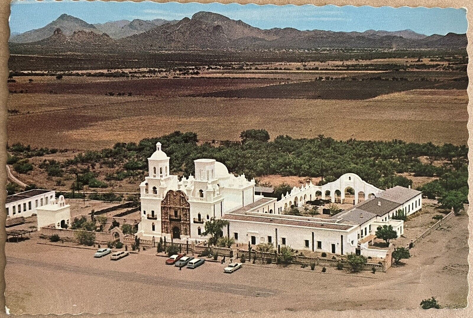 Tucson Arizona Mission San Xavier Del Bac Aerial View 6x4 Postcard c1960