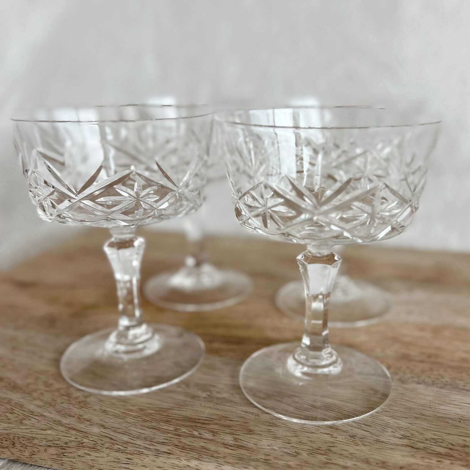 French vintage crystal champagne/sherbet glasses, set of 4