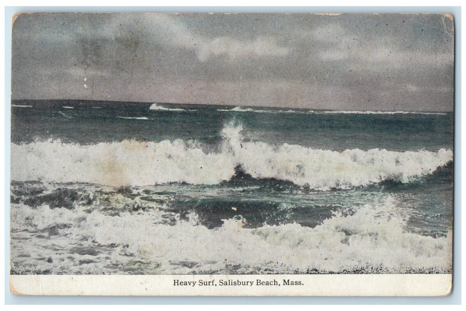 c1910 Heavy Surf Salisbury Beach Massachusetts MA Antique Posted Postcard