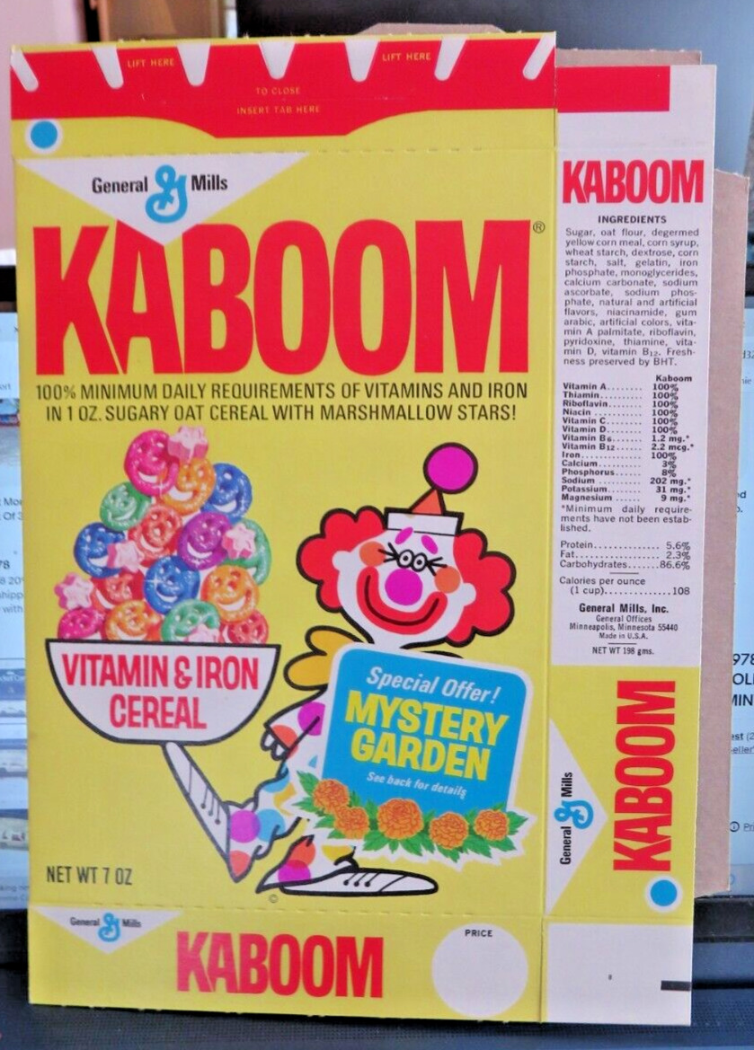 1971 General Mills  Kaboom Cereal box series 11 earliest design