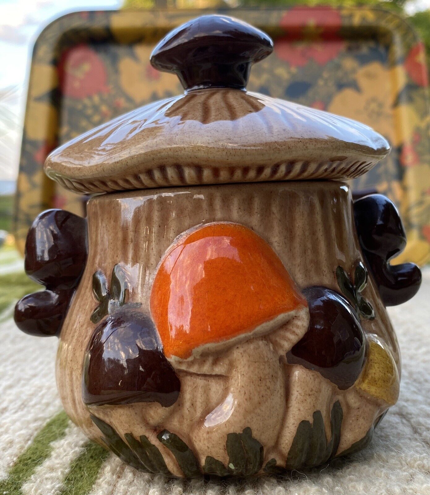 Retro Mushroom Ceramics Tea Pot Sugar Bowl Mugs Cottage Core Boho Kitch Granny