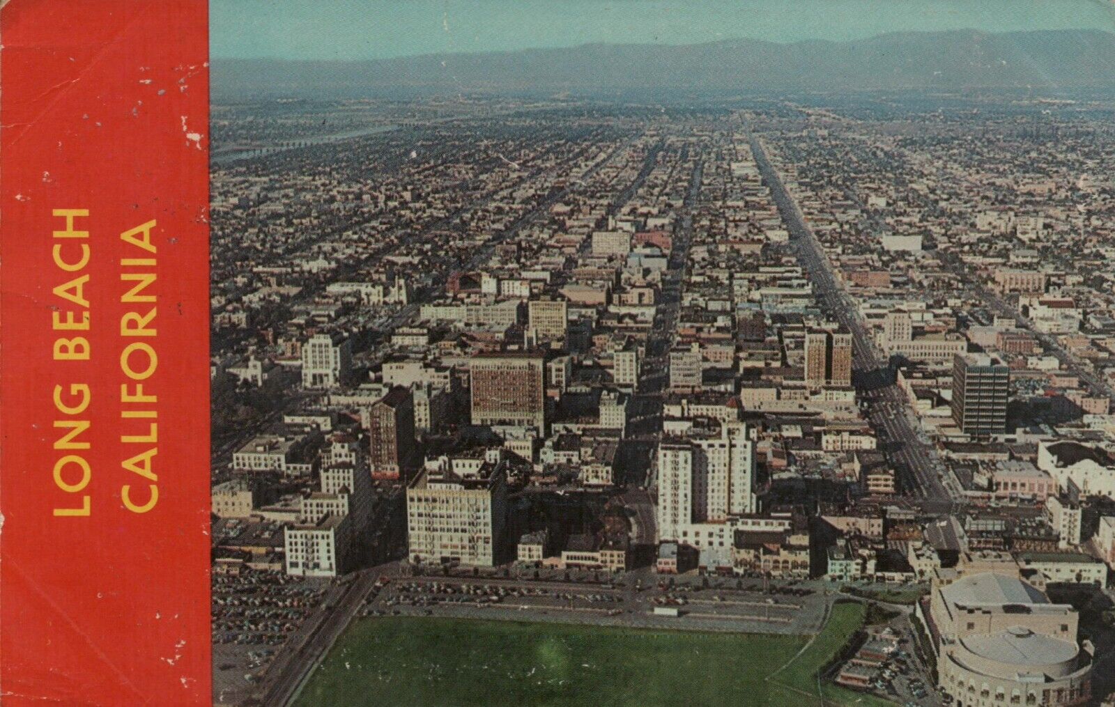  Vtg Postcard Long Beach California Looking North Over Metropolitan Downtown 