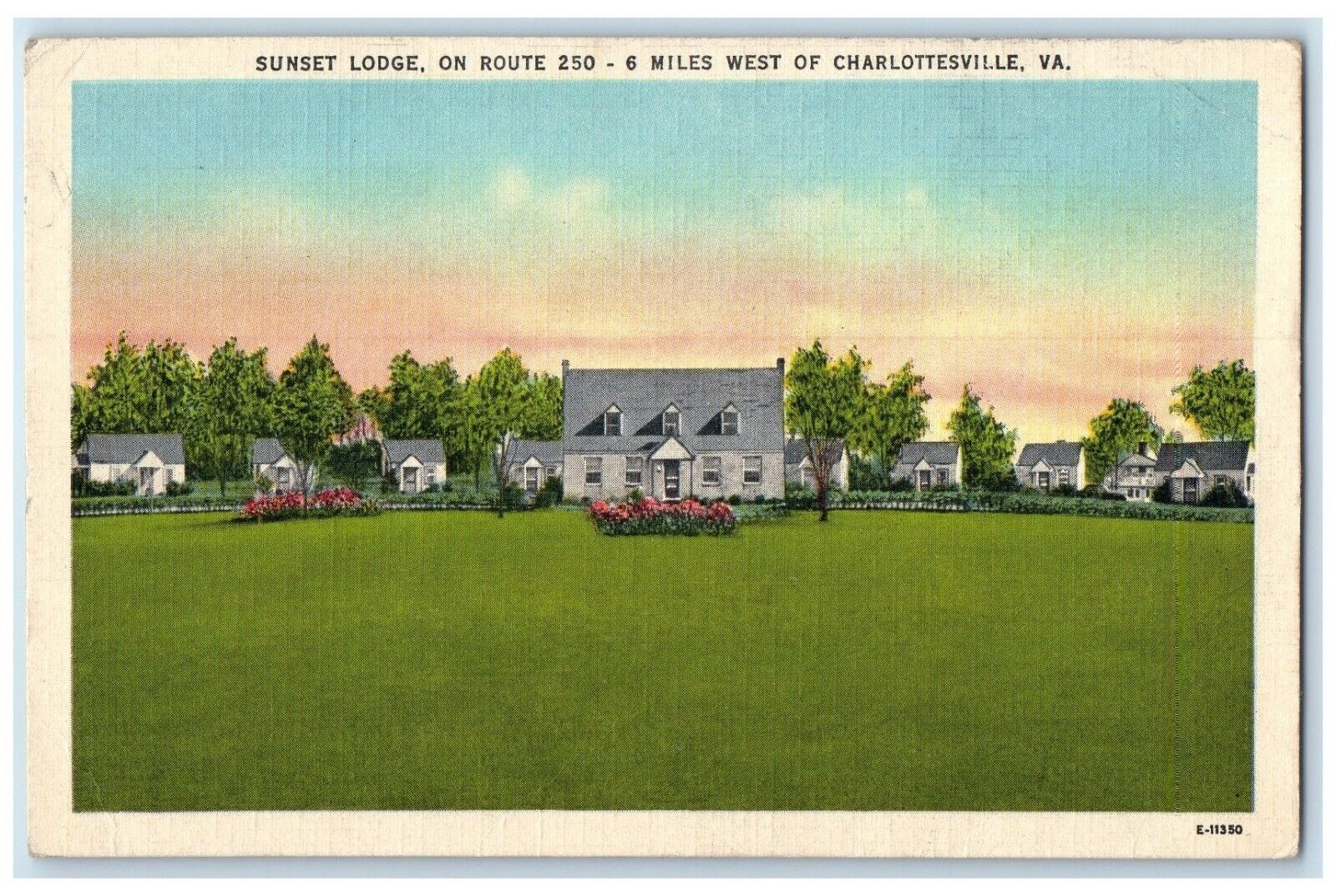 c1930's View Of Sunset Lodge Charlottesville Virginia VA Vintage Postcard