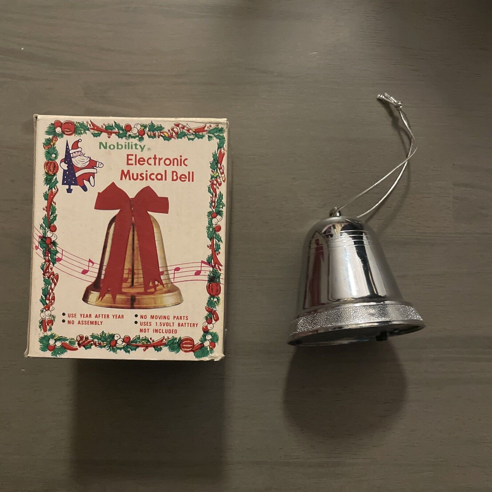Vintage Nobility Electronic Musical Silver Color Christmas Bell Tree Ornament