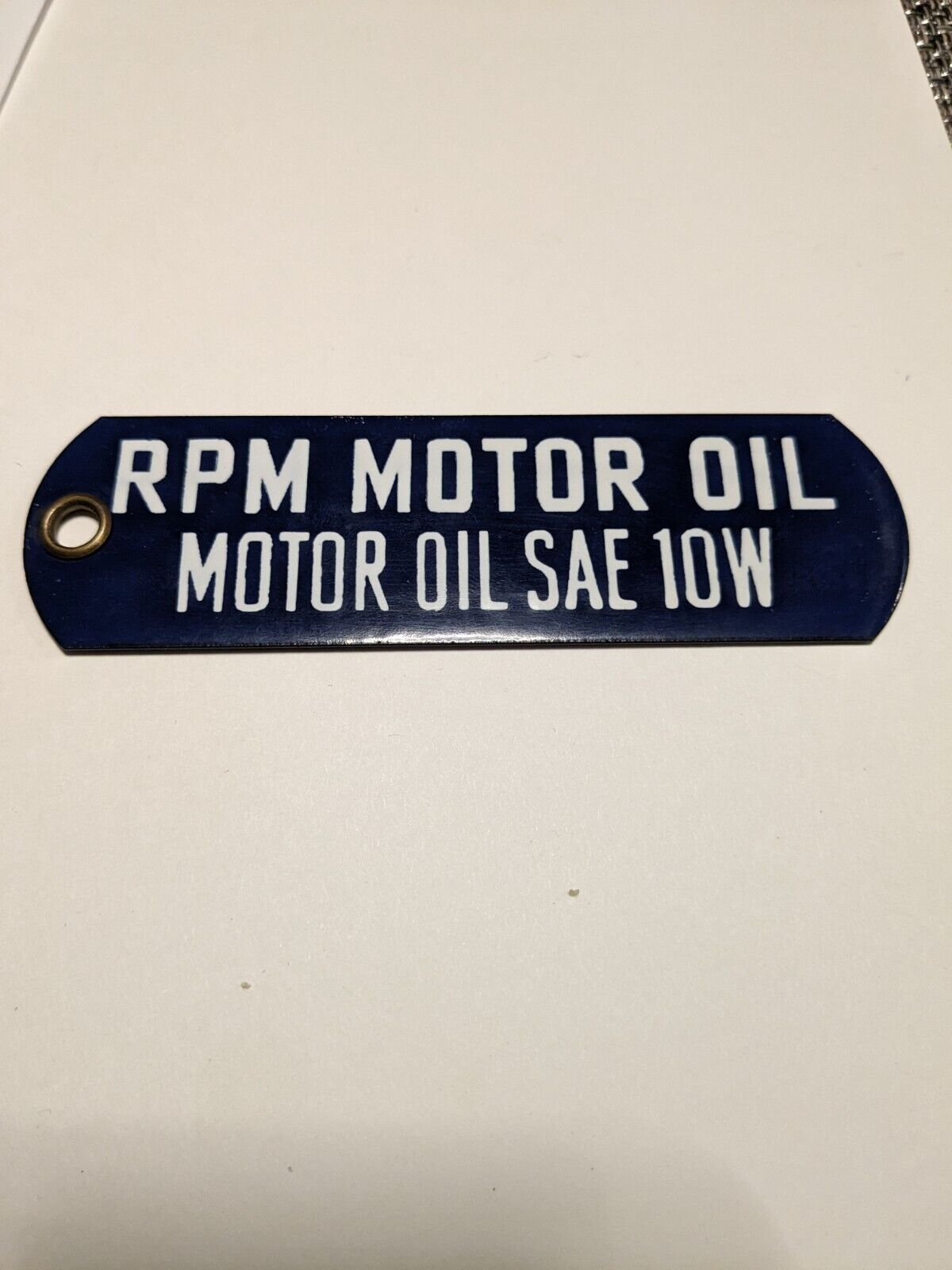 Vintage  RPM MOTOR OIL PORCELAIN ENAMEL PLAQUE/TAG  Rare Advertising