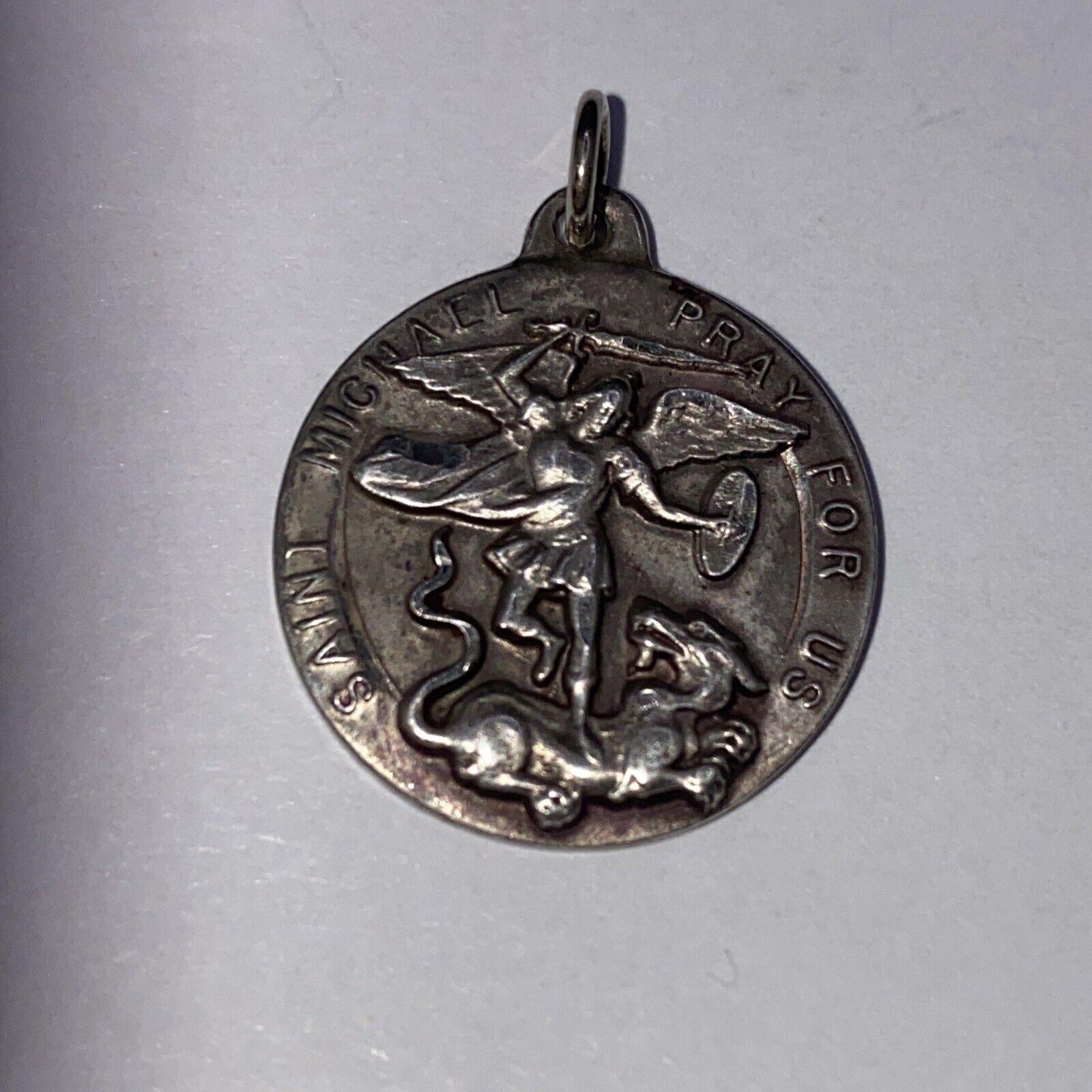 Vintage  Sterling Silver,  Catholic Military Medal,  St Michael Us Army