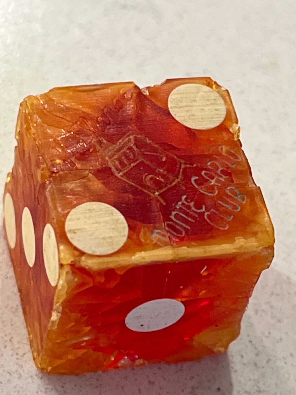 RAREST old Monte Carlo Club casino single dice remnant pips intact 070819bB