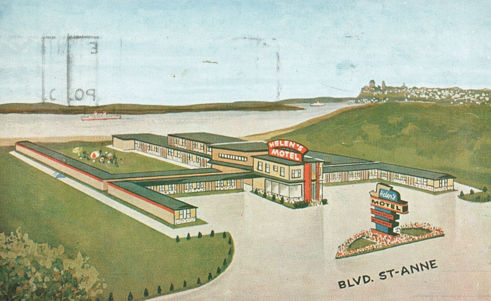 Vintage Postcard 1959 Boulevard St. Anne Overlooking Helen\'s Motel Quebec Canada