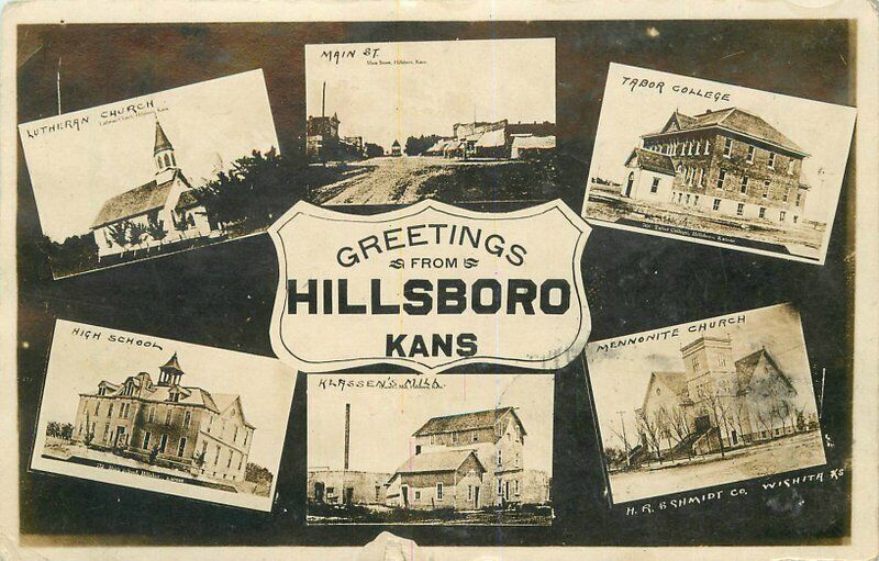 Kansas Hillsboro Multi View 1914 RPPC Photo Postcard 22-3563