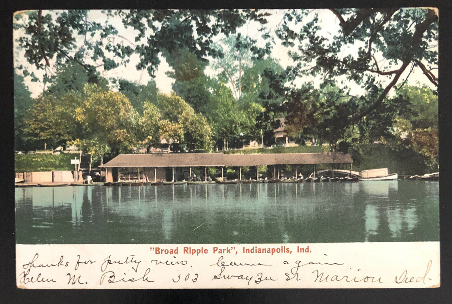 Postcard 1906 Broad Ripple Park Indianapolis IND Undivided 1c Flag Postmark