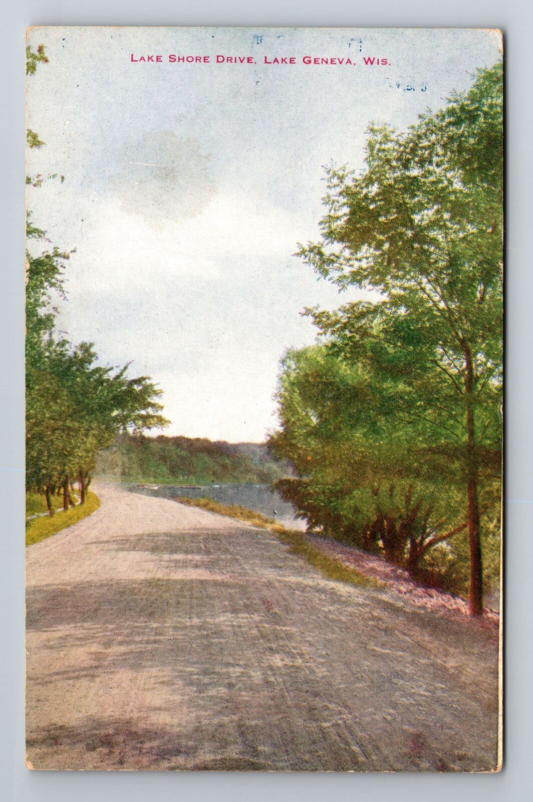 Lake Geneva, WI-Wisconsin, Scenic Lake Shore Drive Antique, Vintage Postcard